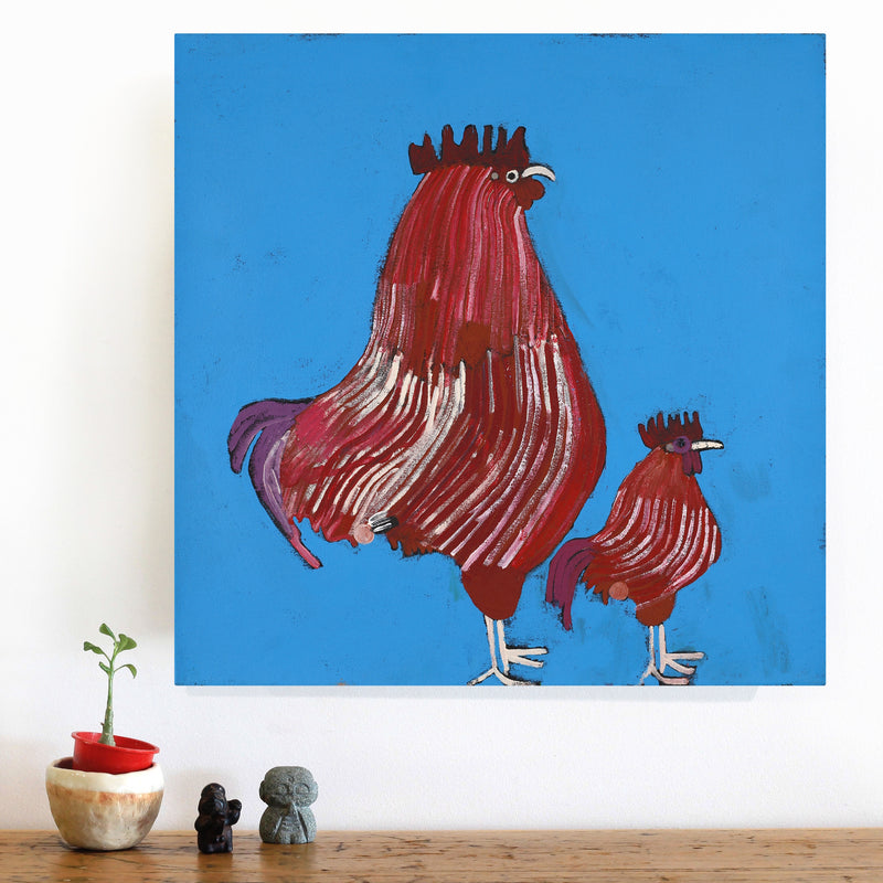 Aboriginal Artwork by Wilma Napangardi Poulson, Birds that live around Yuendumu, 46x46cm