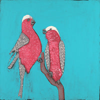 Aboriginal Artwork by Wilma Napangardi Poulson, Birds that live around Yuendumu, 46x46cm