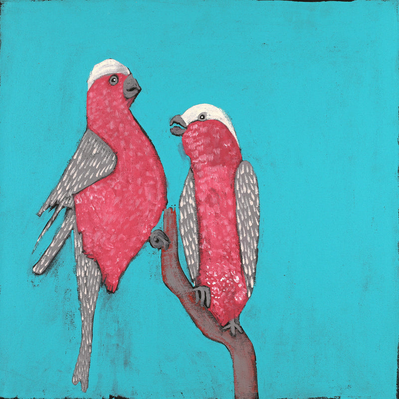 Aboriginal Artwork by Wilma Napangardi Poulson, Birds that live around Yuendumu, 46x46cm