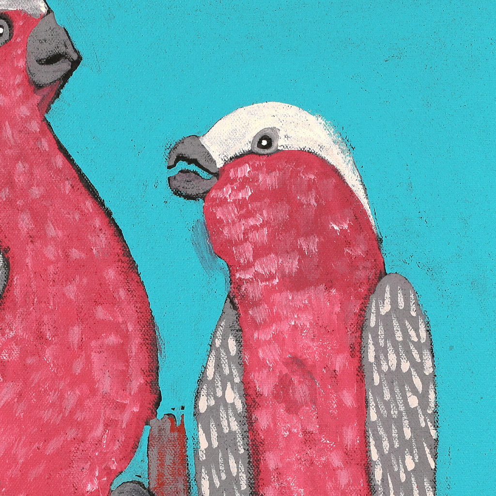 Aboriginal Artwork by Wilma Napangardi Poulson, Birds that live around Yuendumu, 46x46cm