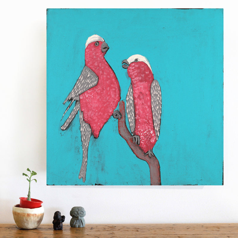 Aboriginal Artwork by Wilma Napangardi Poulson, Birds that live around Yuendumu, 46x46cm