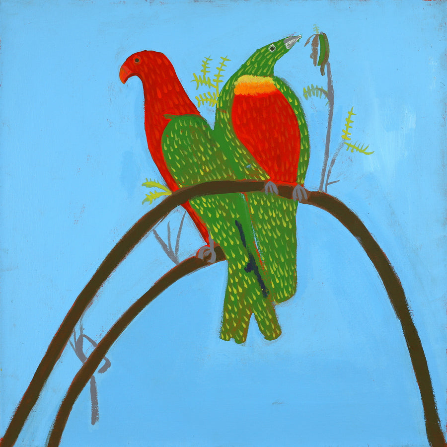 Aboriginal Artwork by Wilma Napangardi Poulson, Birds that live around Yuendumu, 61x61cm