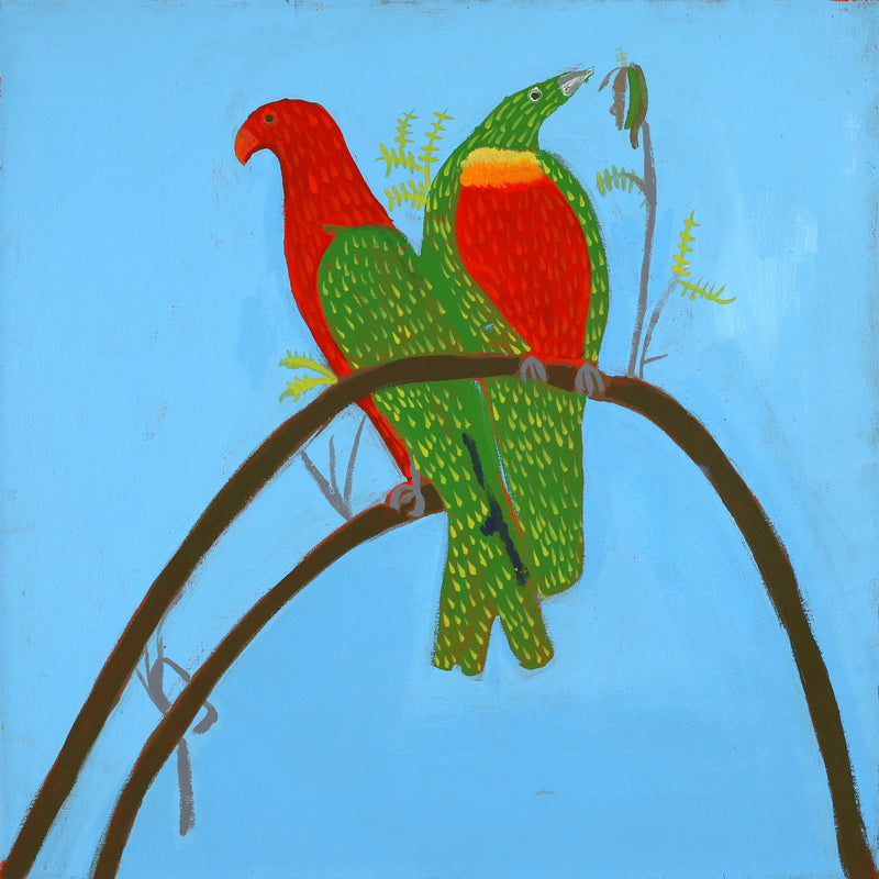 Aboriginal Artwork by Wilma Napangardi Poulson, Birds that live around Yuendumu, 61x61cm