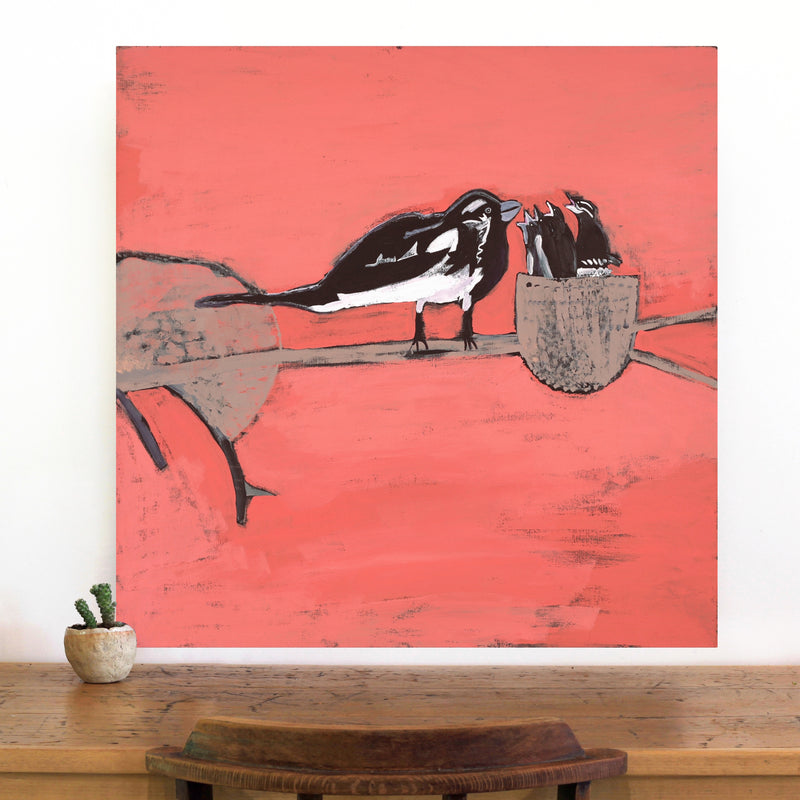 Aboriginal Artwork by Wilma Napangardi Poulson, Birds that live around Yuendumu, 76x76cm