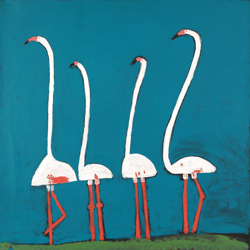 Aboriginal Artwork by Wilma Napangardi Poulson, Birds that live around Yuendumu, 76x76cm