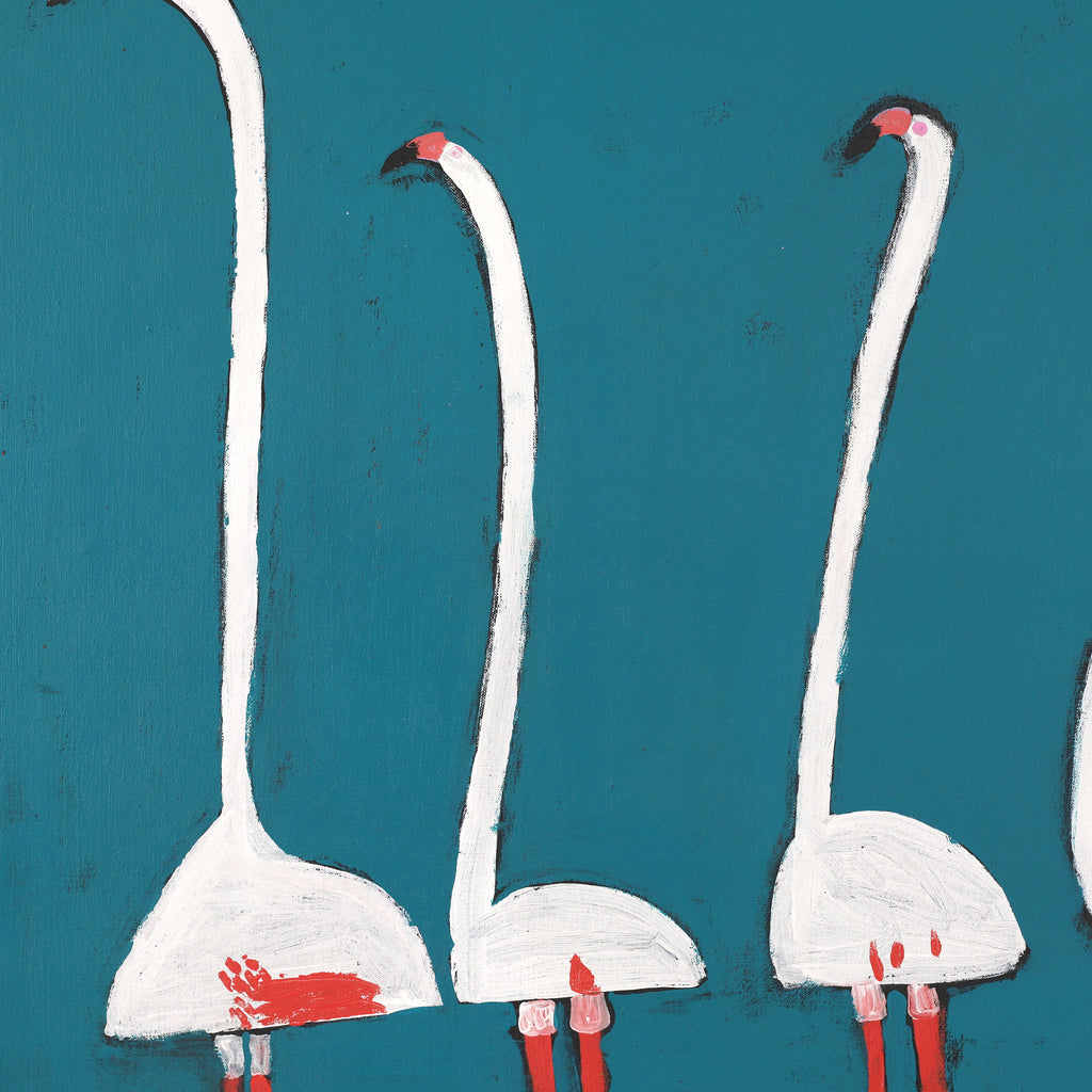 Aboriginal Artwork by Wilma Napangardi Poulson, Birds that live around Yuendumu, 76x76cm