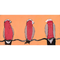 Aboriginal Artwork by Wilma Napangardi Poulson, Birds that live around Yuendumu, 91x46cm