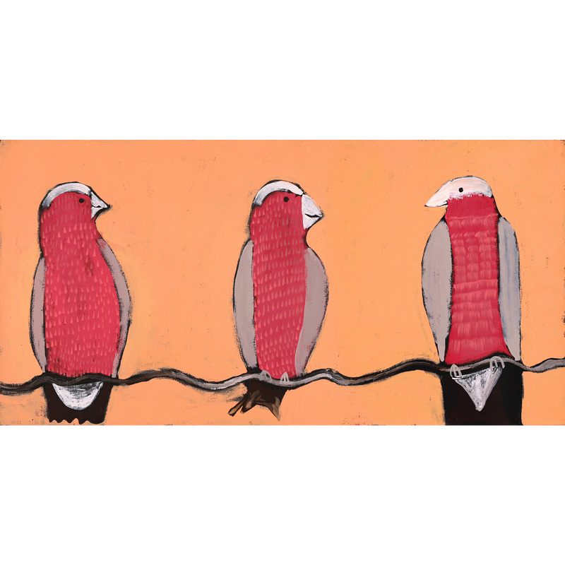 Aboriginal Artwork by Wilma Napangardi Poulson, Birds that live around Yuendumu, 91x46cm