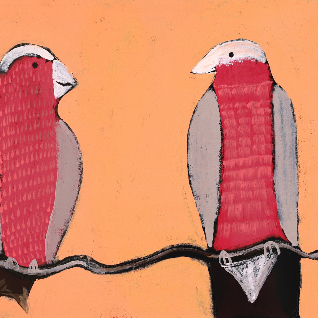 Aboriginal Artwork by Wilma Napangardi Poulson, Birds that live around Yuendumu, 91x46cm - ART ARK®