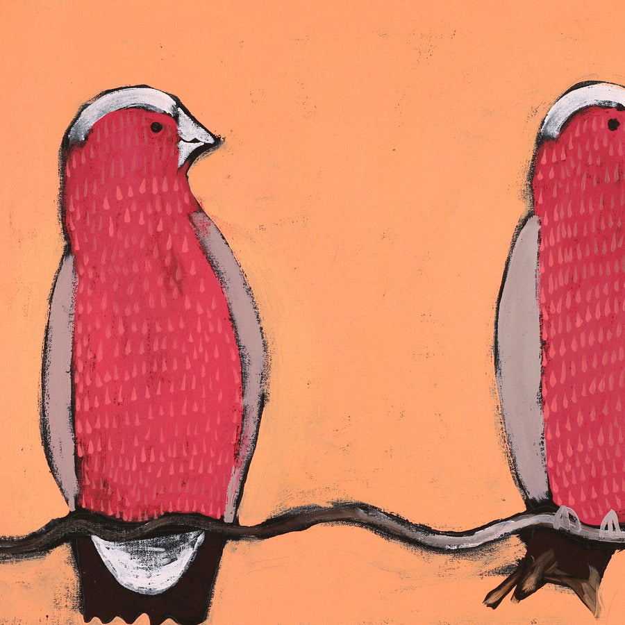 Aboriginal Artwork by Wilma Napangardi Poulson, Birds that live around Yuendumu, 91x46cm