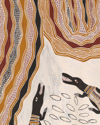 Aboriginal Artwork by Wulu Marawili, Garraŋali (Maḏarrpa clan), 151x62cm Bark