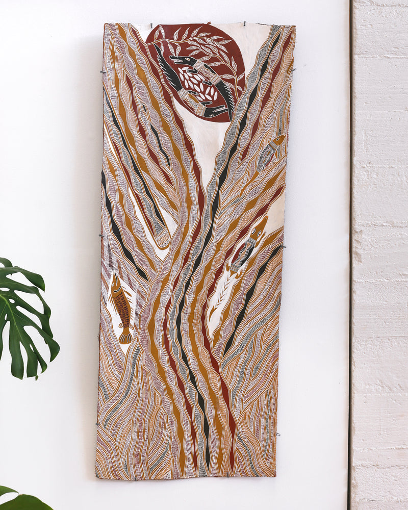 Aboriginal Artwork by Wulu Marawili, Garraŋali (Maḏarrpa clan), 124x51cm