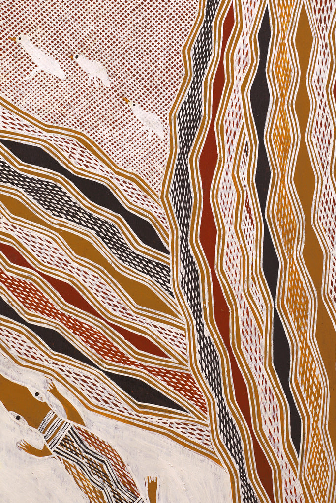 Aboriginal Art by Wulu Marawili, Garraŋali (Maḏarrpa clan), 161x62cm Bark - ART ARK®