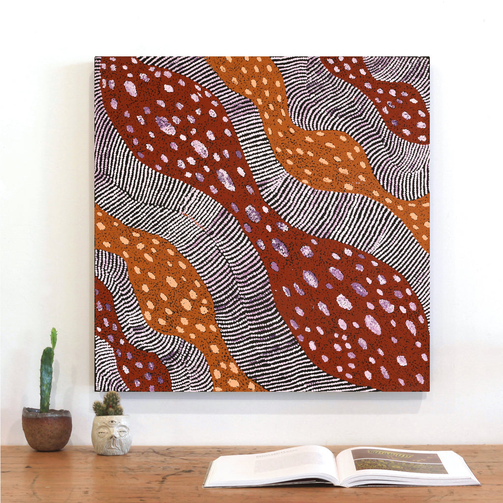 Aboriginal Artwork by Yangi Yangi Fox, Ngintaka, 61x61cm - ART ARK®