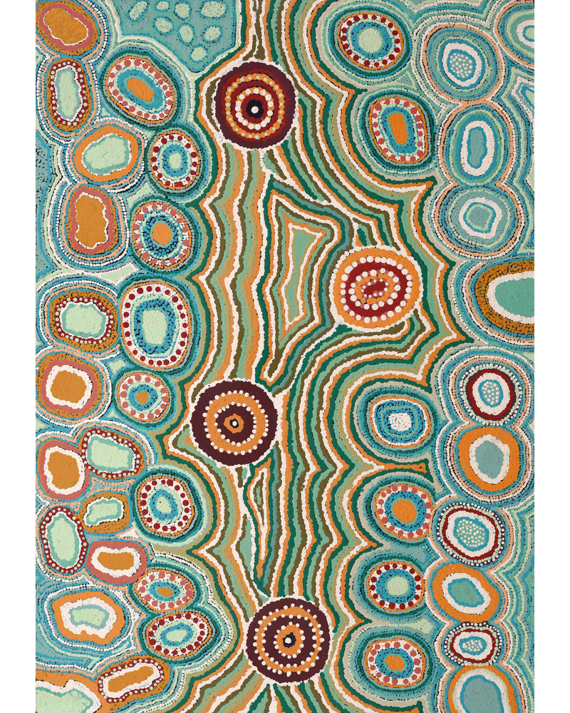 Aboriginal Artwork by Yanyi and Sheena Dunn, Piltati Tjukurrpa, 101x71cm