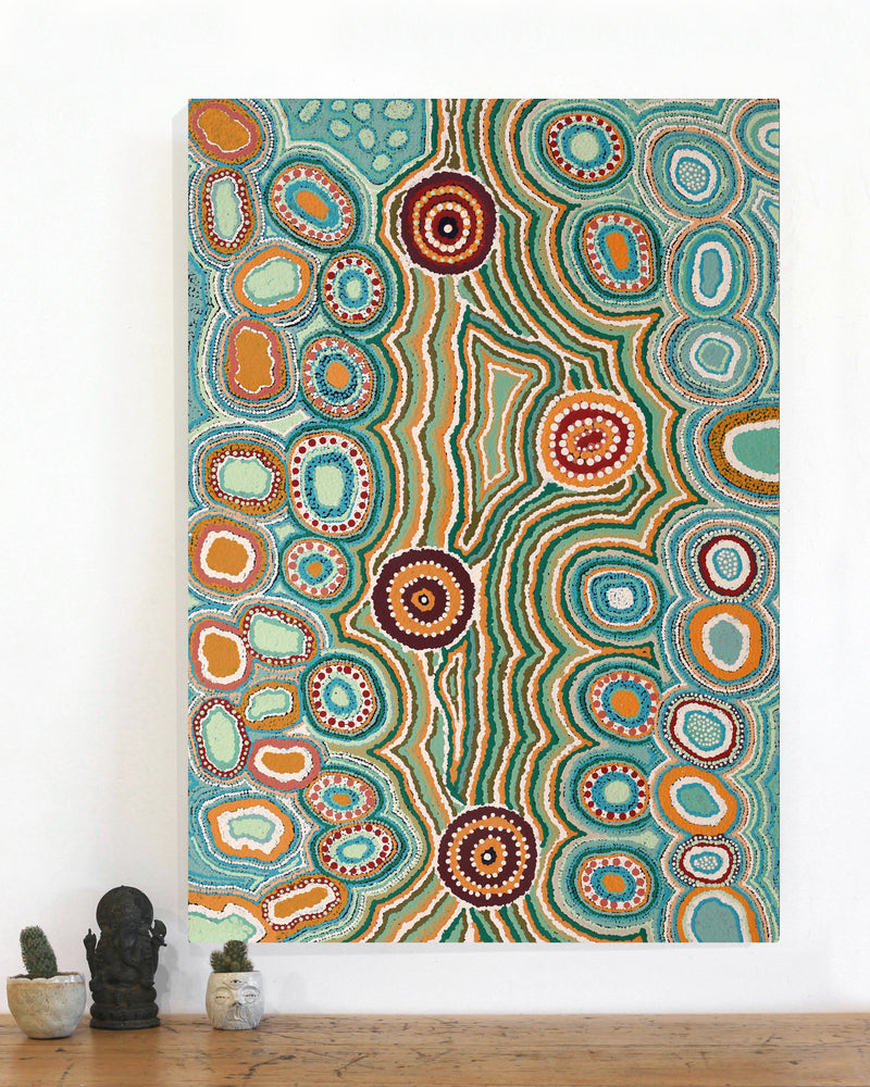 Aboriginal Artwork by Yanyi and Sheena Dunn, Piltati Tjukurrpa, 101x71cm