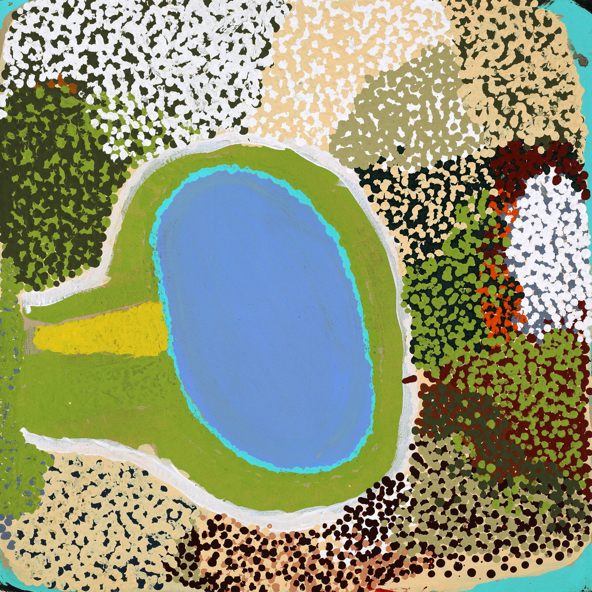 Aboriginal Artwork by Yikartu Bumba, Kurturarra, 61x61cm