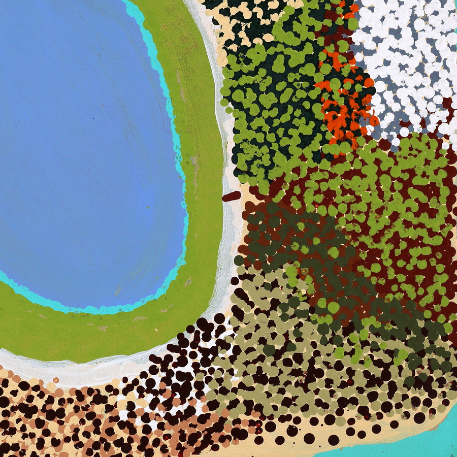 Aboriginal Artwork by Yikartu Bumba, Kurturarra, 61x61cm