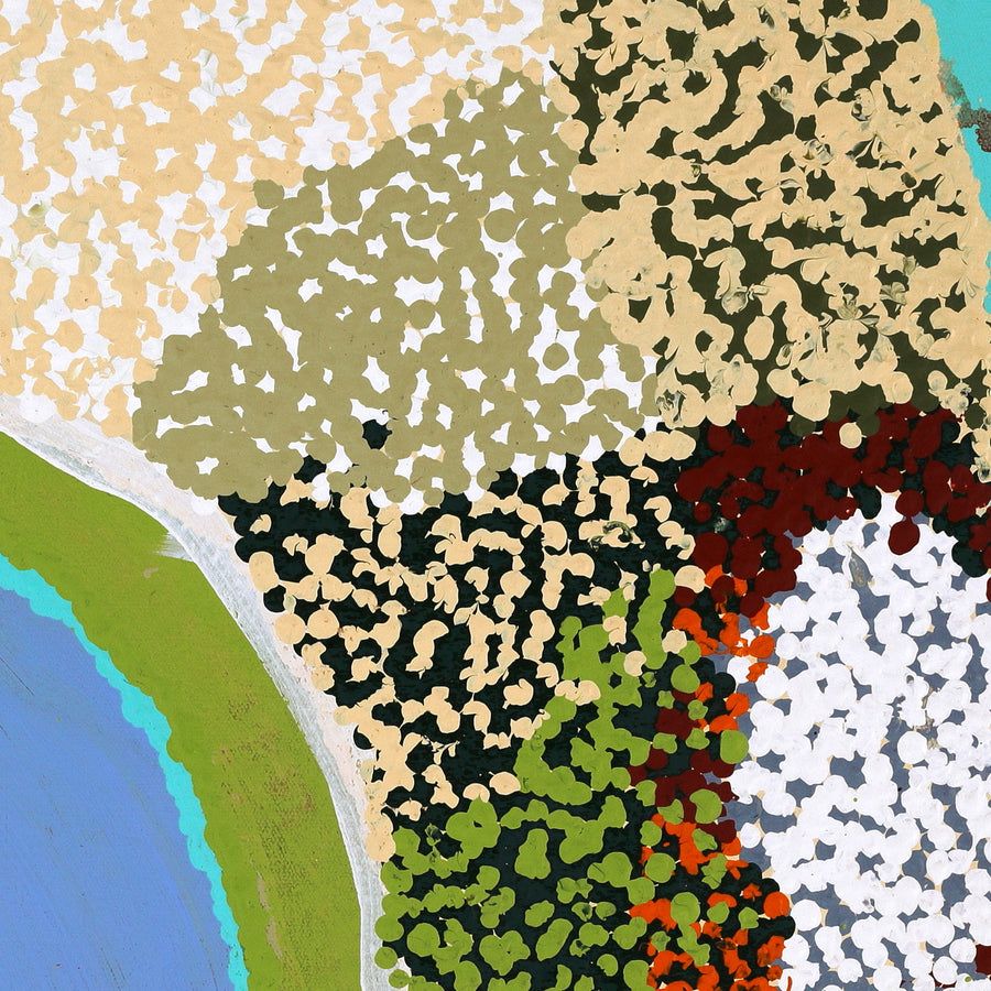 Aboriginal Artwork by Yikartu Bumba, Kurturarra, 61x61cm