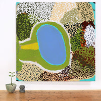 Aboriginal Artwork by Yikartu Bumba, Kurturarra, 61x61cm