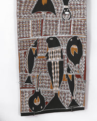 Aboriginal Artwork by Yirrinyina #2. Yunupiŋu, Gurtha, 93x35cm Bark