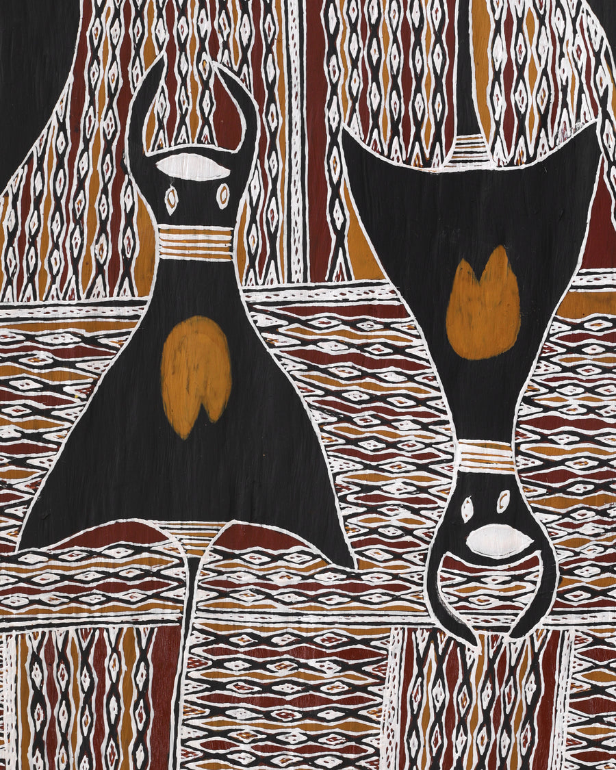 Aboriginal Artwork by Yirrinyina #2. Yunupiŋu, Gurtha, 93x35cm Bark