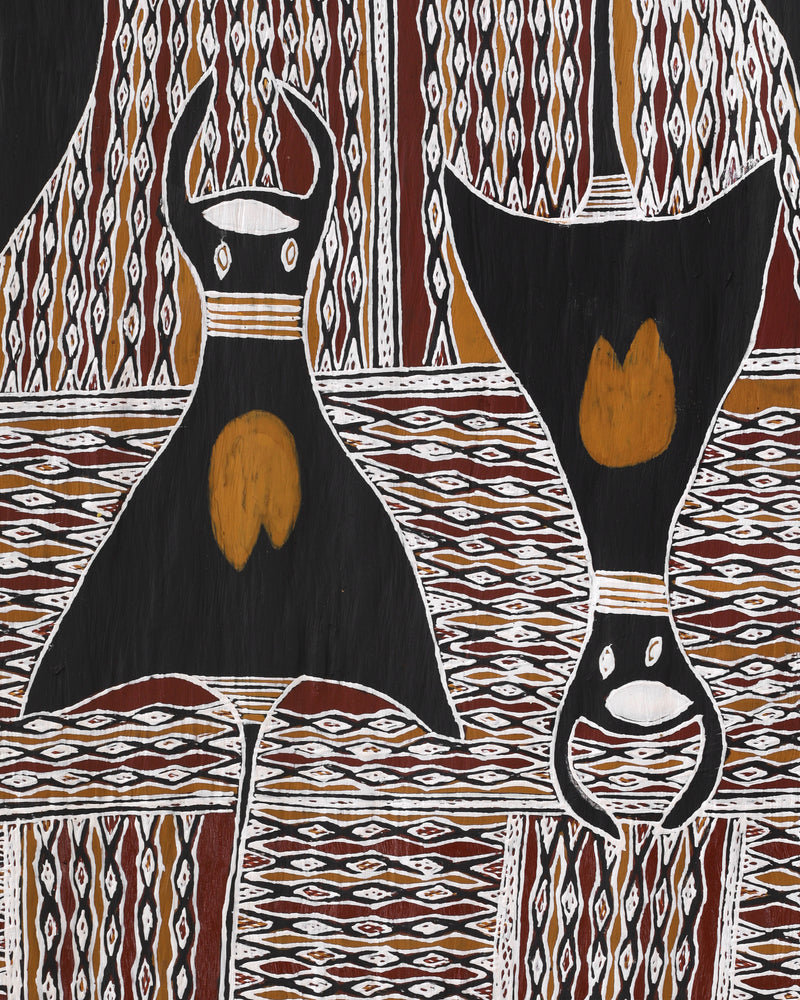 Aboriginal Artwork by Yirrinyina #2. Yunupiŋu, Gurtha, 93x35cm Bark