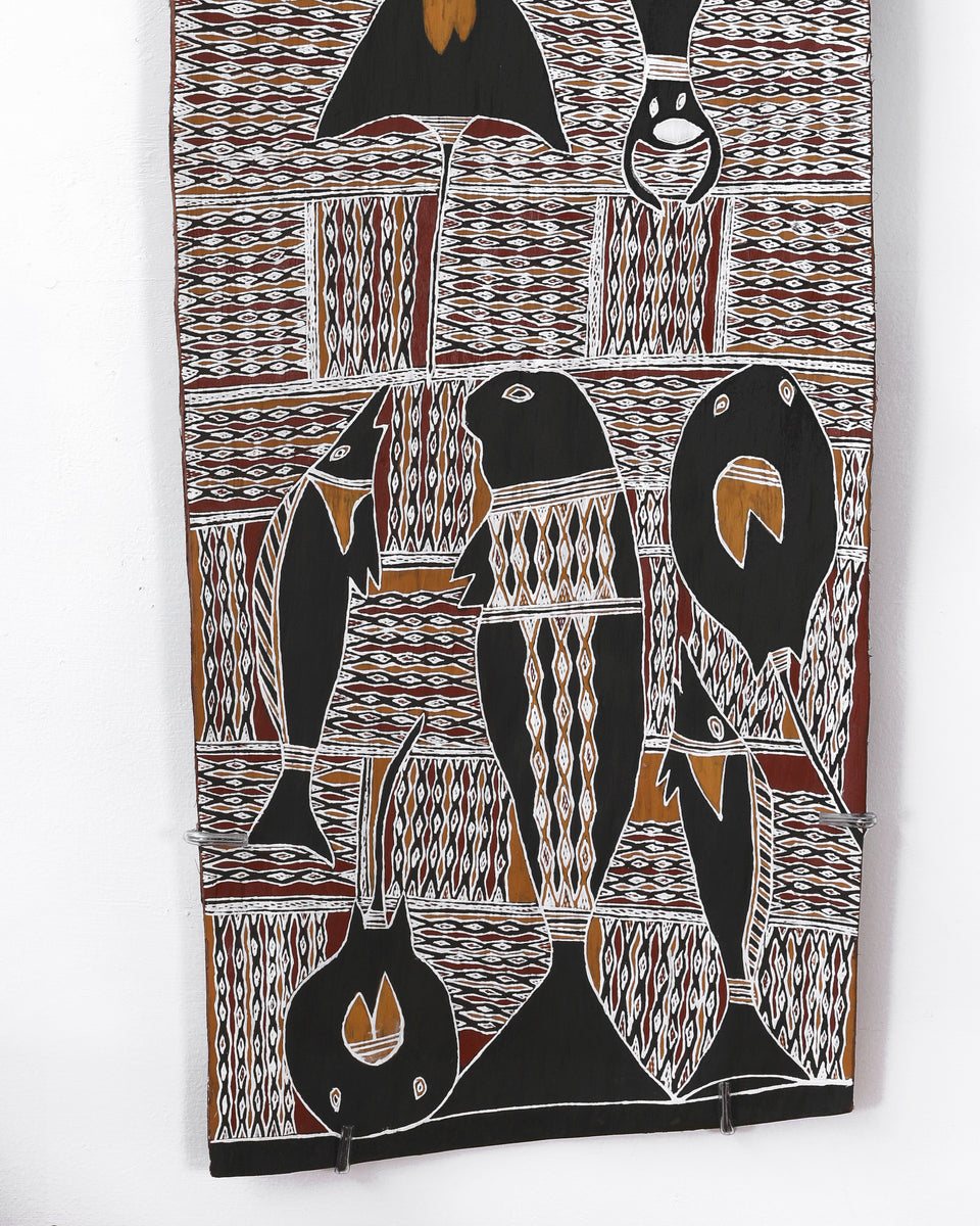 Aboriginal Art by Yirrinyina #2. Yunupiŋu, Gurtha, 93x35cm Bark - ART ARK®