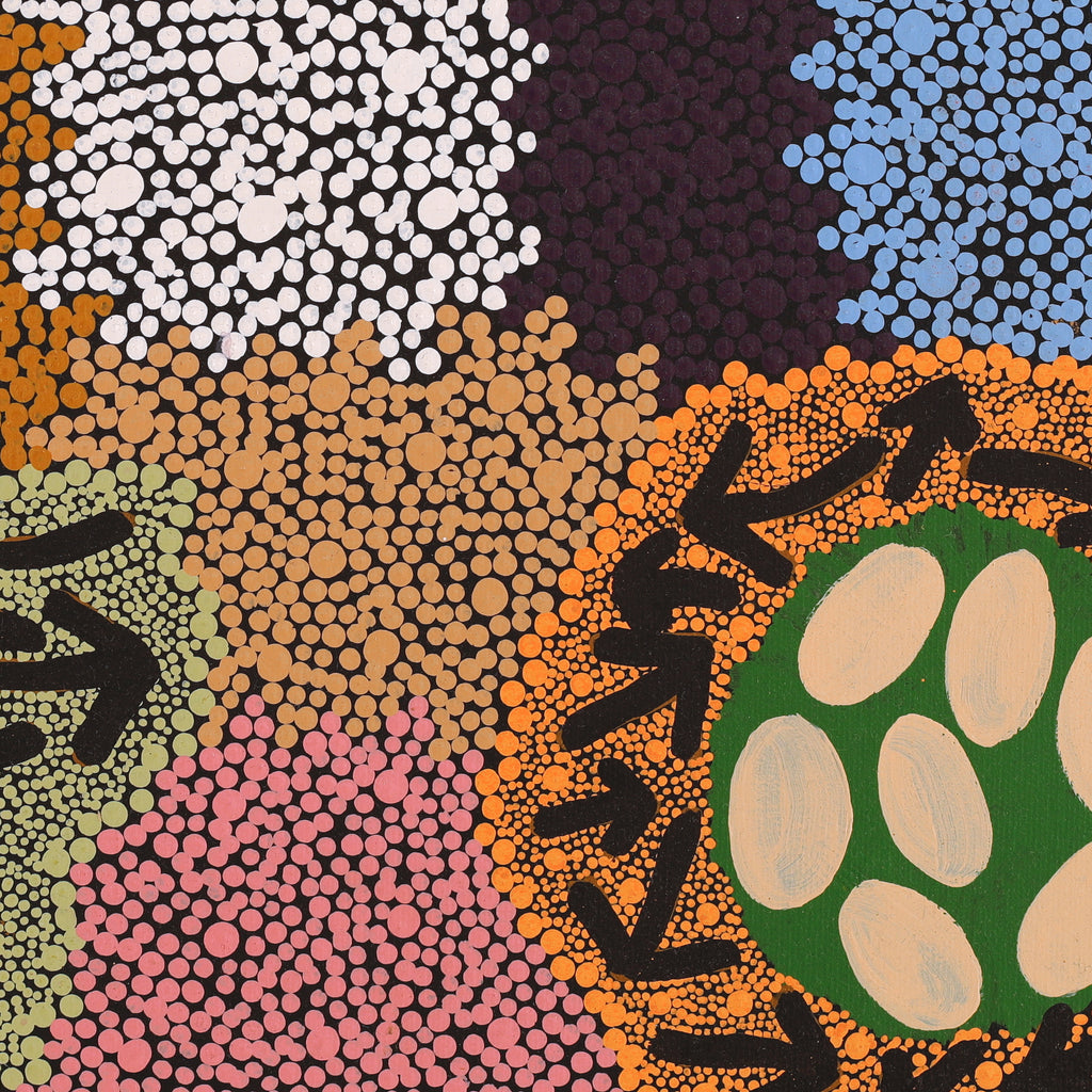 Aboriginal Artwork by Yvonne Nangala Gallagher, Yankirri Jukurrpa (Emu Dreaming) - Ngarlikurlangu, 40x40cm