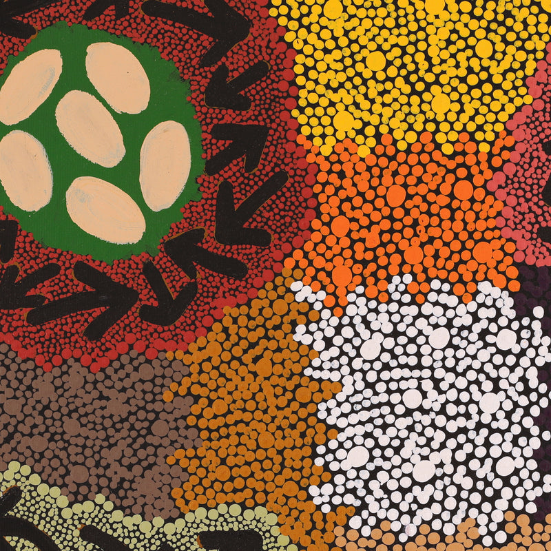 Aboriginal Artwork by Yvonne Nangala Gallagher, Yankirri Jukurrpa (Emu Dreaming) - Ngarlikurlangu, 40x40cm