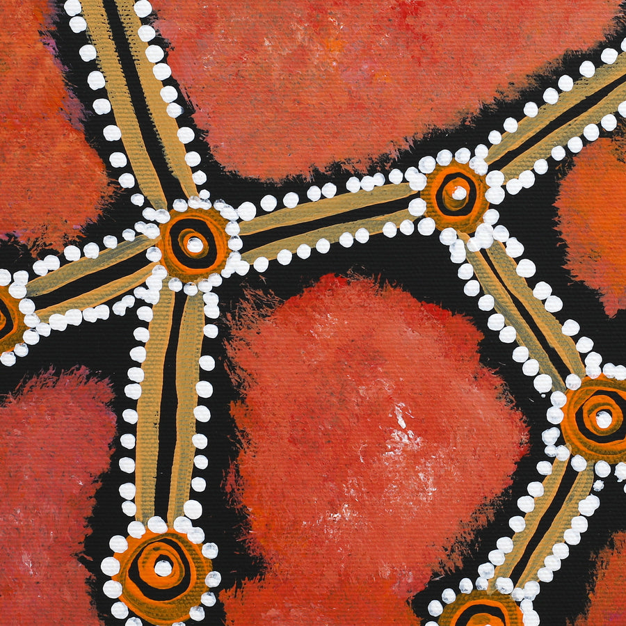 Aboriginal Artwork by Zachias Japanangka Williams, Ngapa Jukurrpa (Water Dreaming) - Wapurtali, 30x30cm