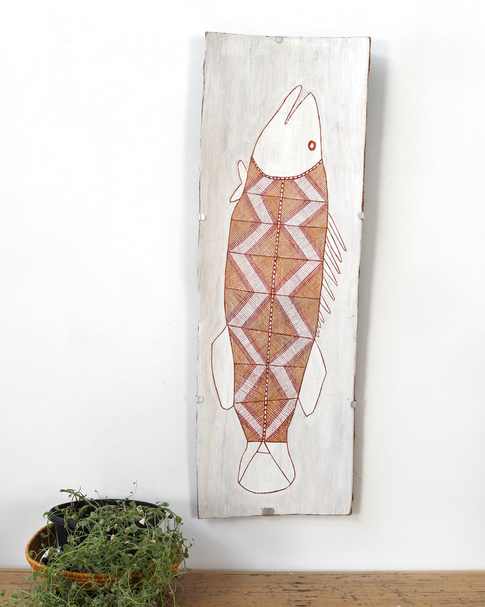 Aboriginal Art by Zipporah Nanguwerr, Birlmu or Namarnkorl (Barramundi), 89x30cm - ART ARK®