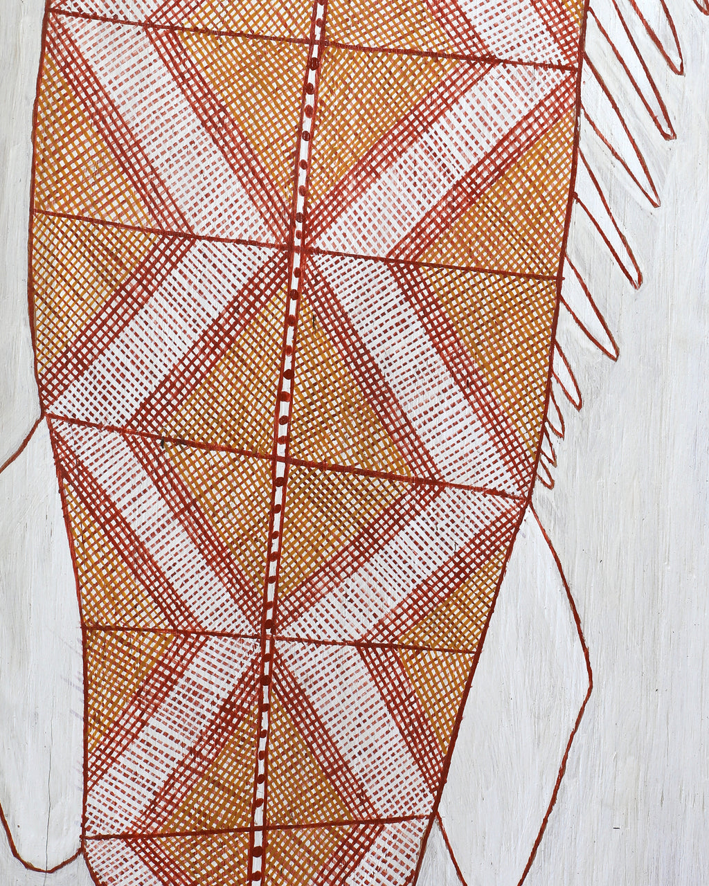 Aboriginal Artwork by Zipporah Nanguwerr, Birlmu or Namarnkorl (Barramundi), 89x30cm
