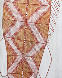 Aboriginal Artwork by Zipporah Nanguwerr, Birlmu or Namarnkorl (Barramundi), 89x30cm