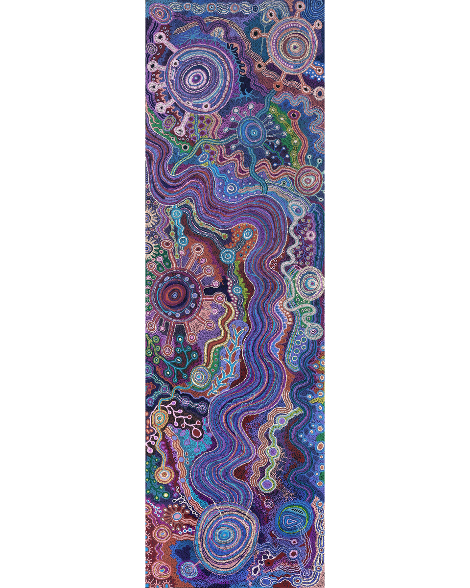 Aboriginal Artwork by Audrey Brumby, Ngura Tjuta Munu Tjukula Tjuta, 400x122cm