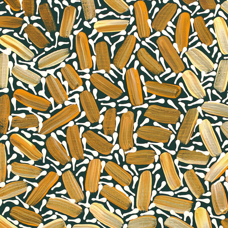 Aboriginal Artwork by Chantelle Nampijinpa Robertson, Ngapa Jukurrpa (Water Dreaming) - Puyurru, 30x30cm