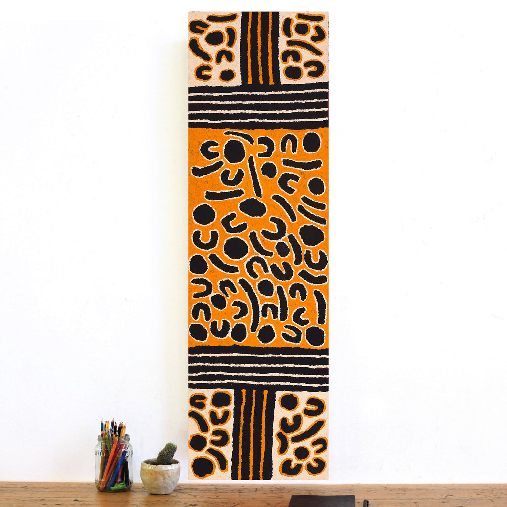 Aboriginal Artwork by Doreen Nungarrayi Reid, Karnta Jukurrpa (Womens Dreaming), 107x30cm