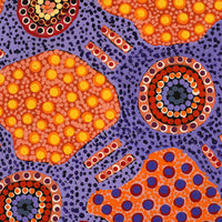 Aboriginal Artwork by Jennifer Napaljarri Lewis, Ngapa Jukurrpa (Water Dreaming) - Puyurru, 107x46cm