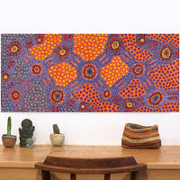 Aboriginal Artwork by Jennifer Napaljarri Lewis, Ngapa Jukurrpa (Water Dreaming) - Puyurru, 107x46cm