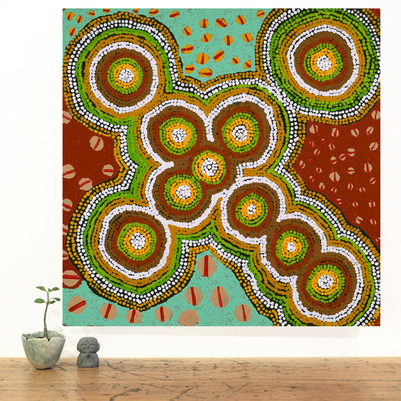 Aboriginal Artwork by Jennifer Forbes, Kungkarangkalpa (Seven Sisters Story), 61x61cm