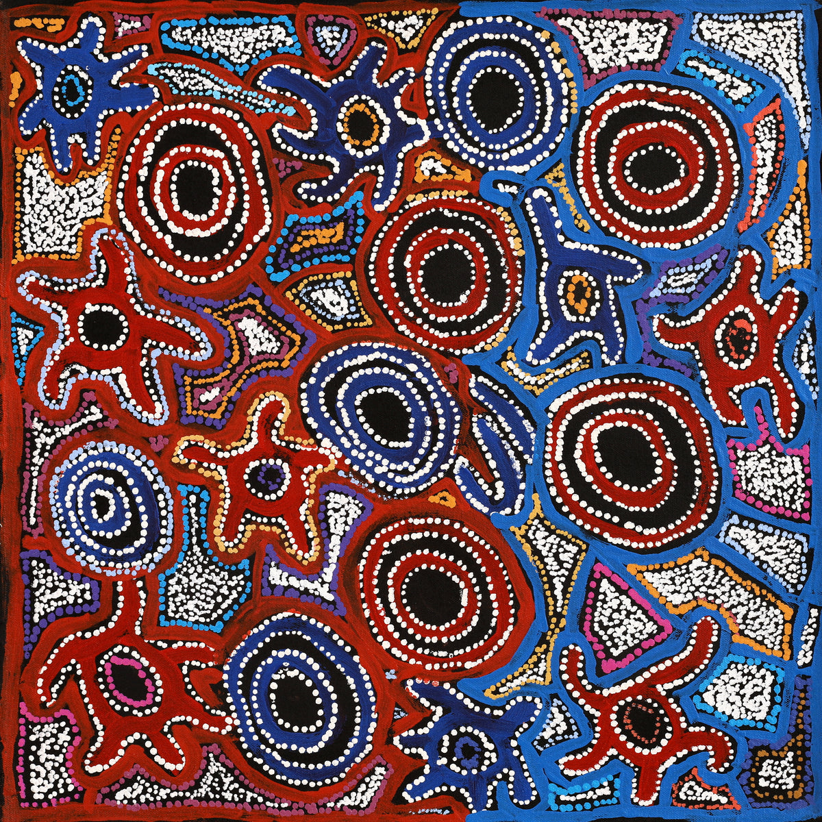 Aboriginal Art by Joy Nangala Brown, Yumari Jukurrpa, 46x46cm - ART ARK®