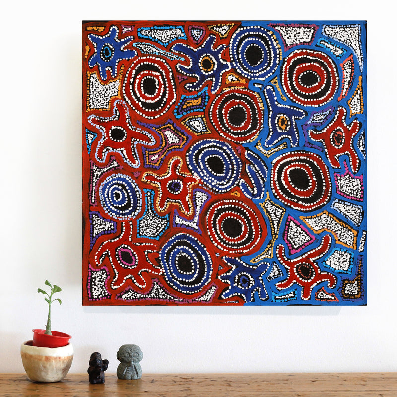 Aboriginal Artwork by Joy Nangala Brown, Yumari Jukurrpa, 46x46cm