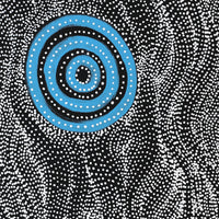 Aboriginal Artwork by Justinna Napaljarri Sims, Yanjirlpirri or Napaljarri-Warnu Jukurrpa (Star or Seven Sisters Dreaming), 50x40cm