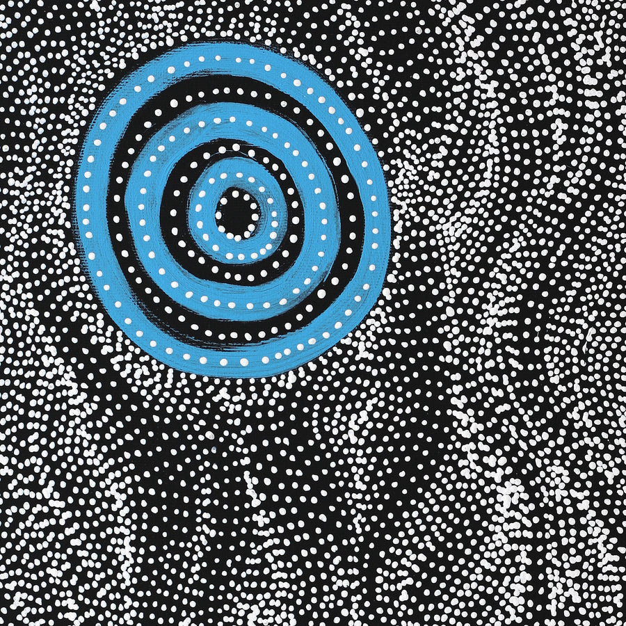 Aboriginal Artwork by Justinna Napaljarri Sims, Yanjirlpirri or Napaljarri-Warnu Jukurrpa (Star or Seven Sisters Dreaming), 50x40cm