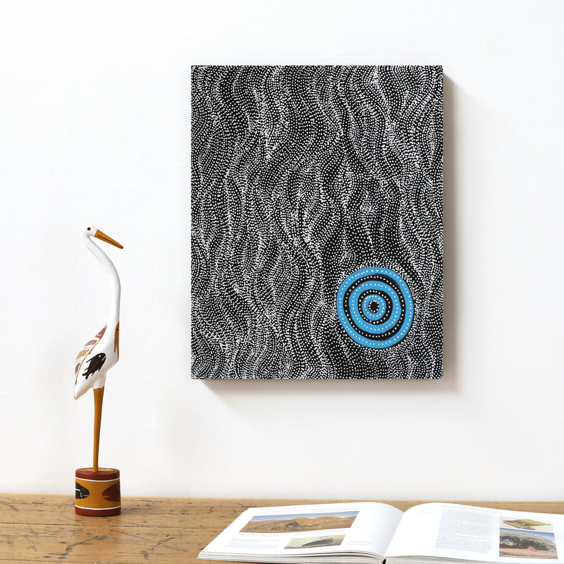 Aboriginal Artwork by Justinna Napaljarri Sims, Yanjirlpirri or Napaljarri-Warnu Jukurrpa (Star or Seven Sisters Dreaming), 50x40cm