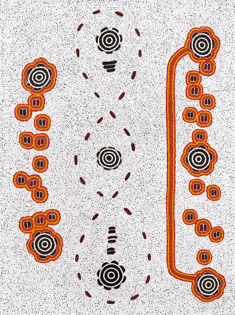 Aboriginal Art by Kara Napangardi Ross, Pamapardu Jukurrpa (Flying Ant Dreaming) - Warntungurru, 122x91cm - ART ARK®