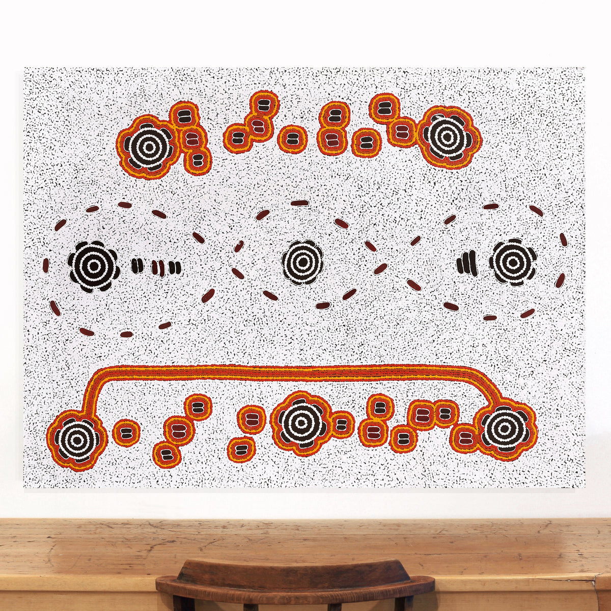 Aboriginal Art by Kara Napangardi Ross, Pamapardu Jukurrpa (Flying Ant Dreaming) - Warntungurru, 122x91cm - ART ARK®