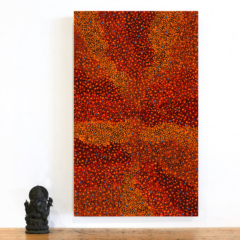 Aboriginal Artwork by Krishana Petrick, Ngapa Jukurrpa (Water Dreaming) - Puyurru, 76x46cm