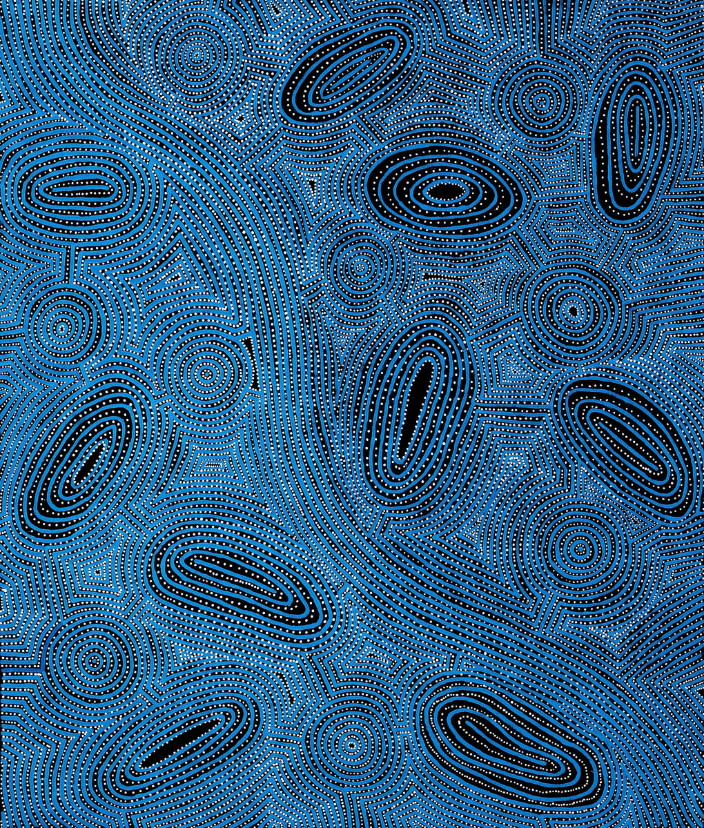 Aboriginal Art by Leah Nampijinpa Sampson, Ngapa Jukurrpa - Pirlinyarnu, 107x91cm - ART ARK®