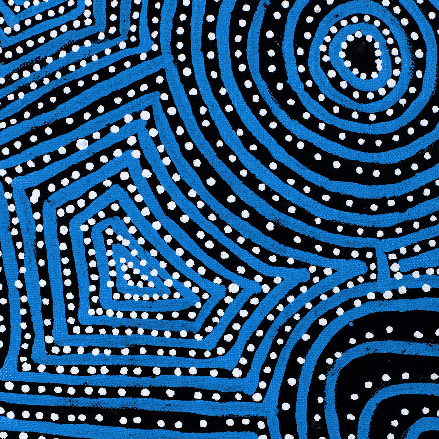 Aboriginal Artwork by Leah Nampijinpa Sampson, Ngapa Jukurrpa - Pirlinyarnu, 107x91cm
